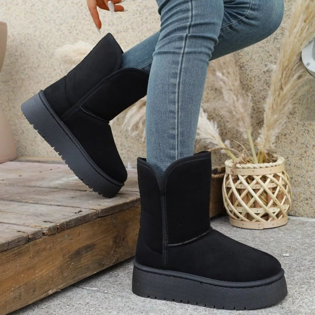 Estelle boots i läderlook