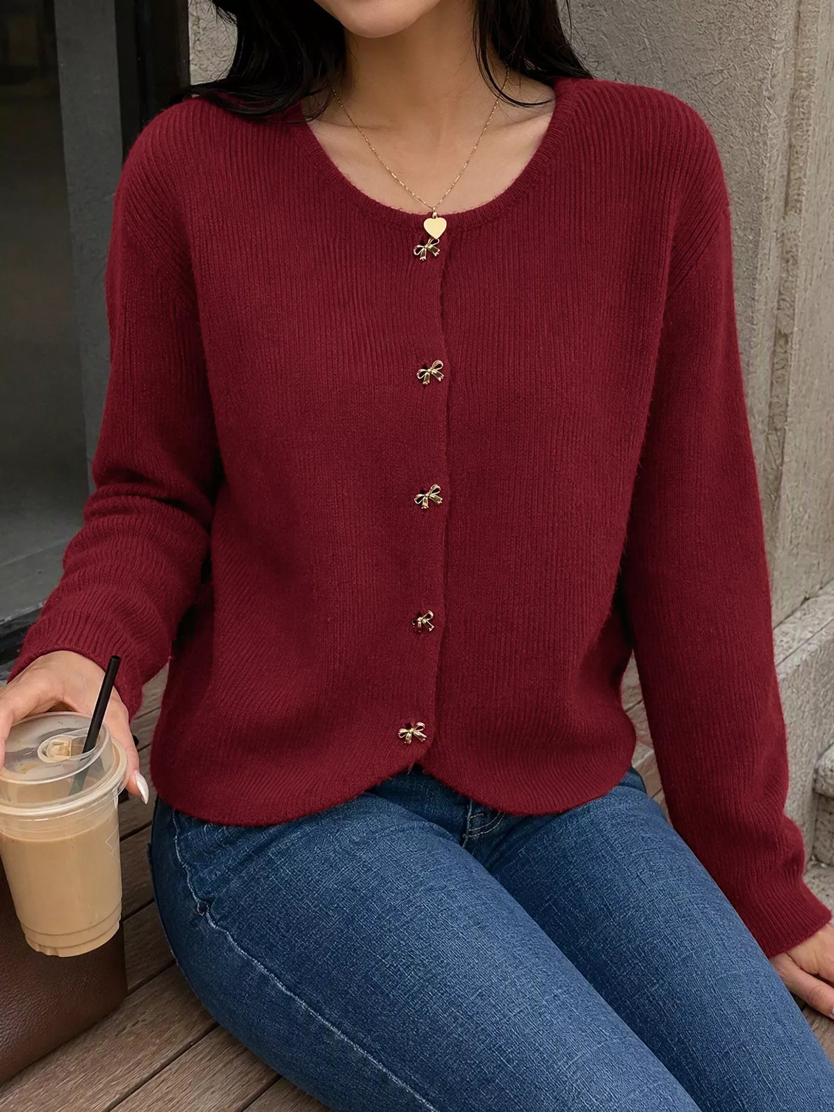 Ottilia cardigan med rosett