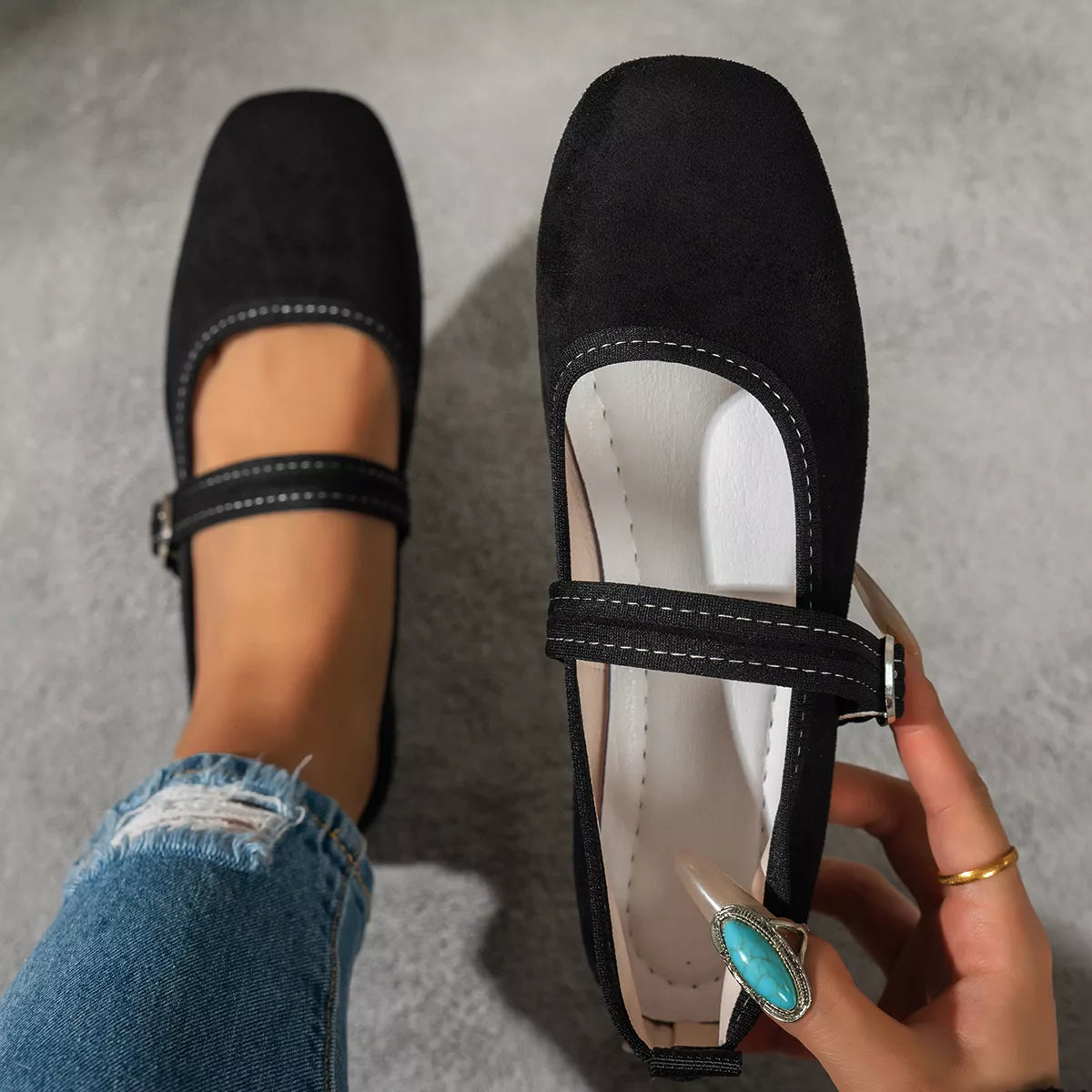 Gabi slip-ons med fyrkantig tå