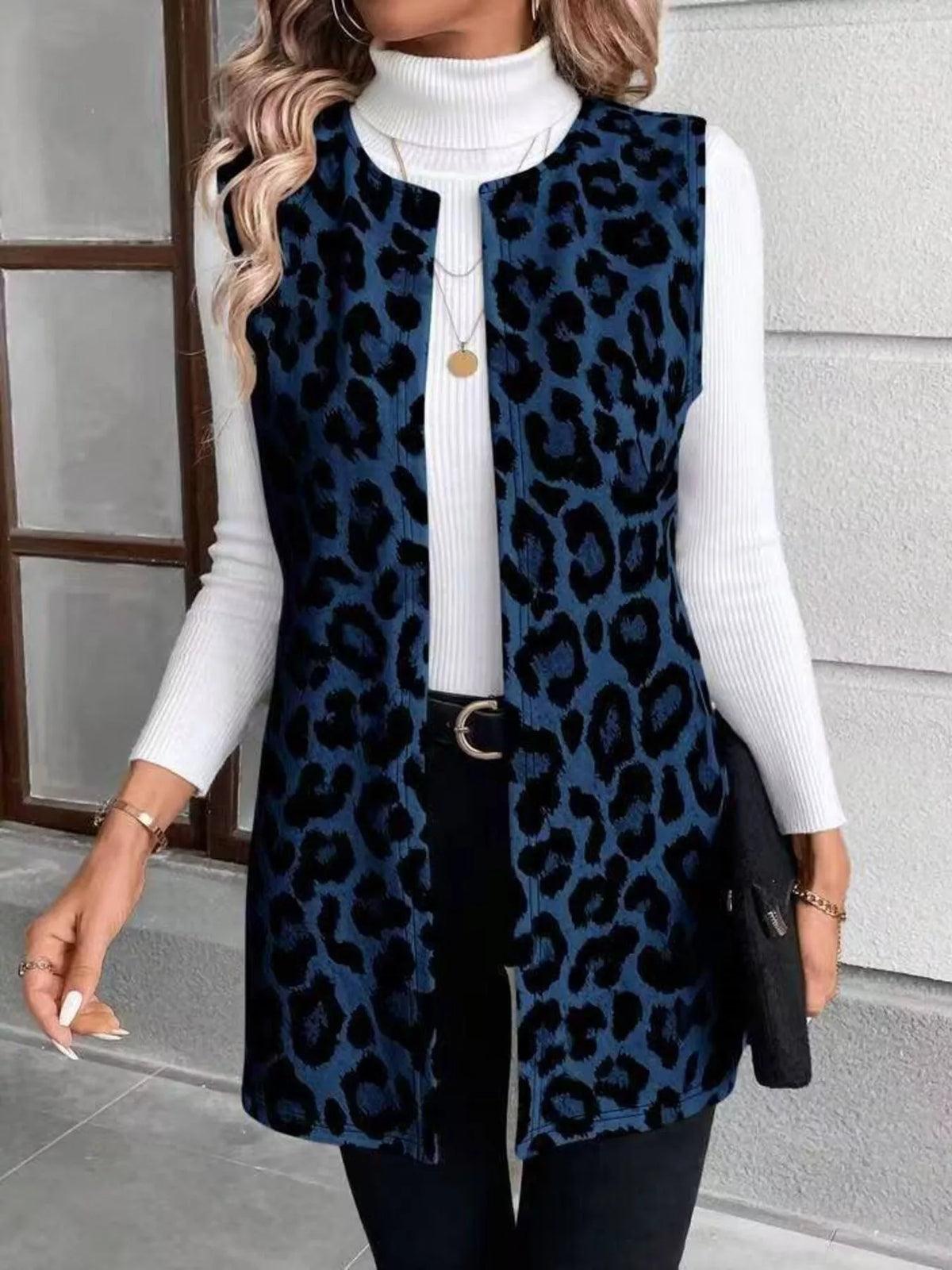 Theodora leopardmönstrad väst