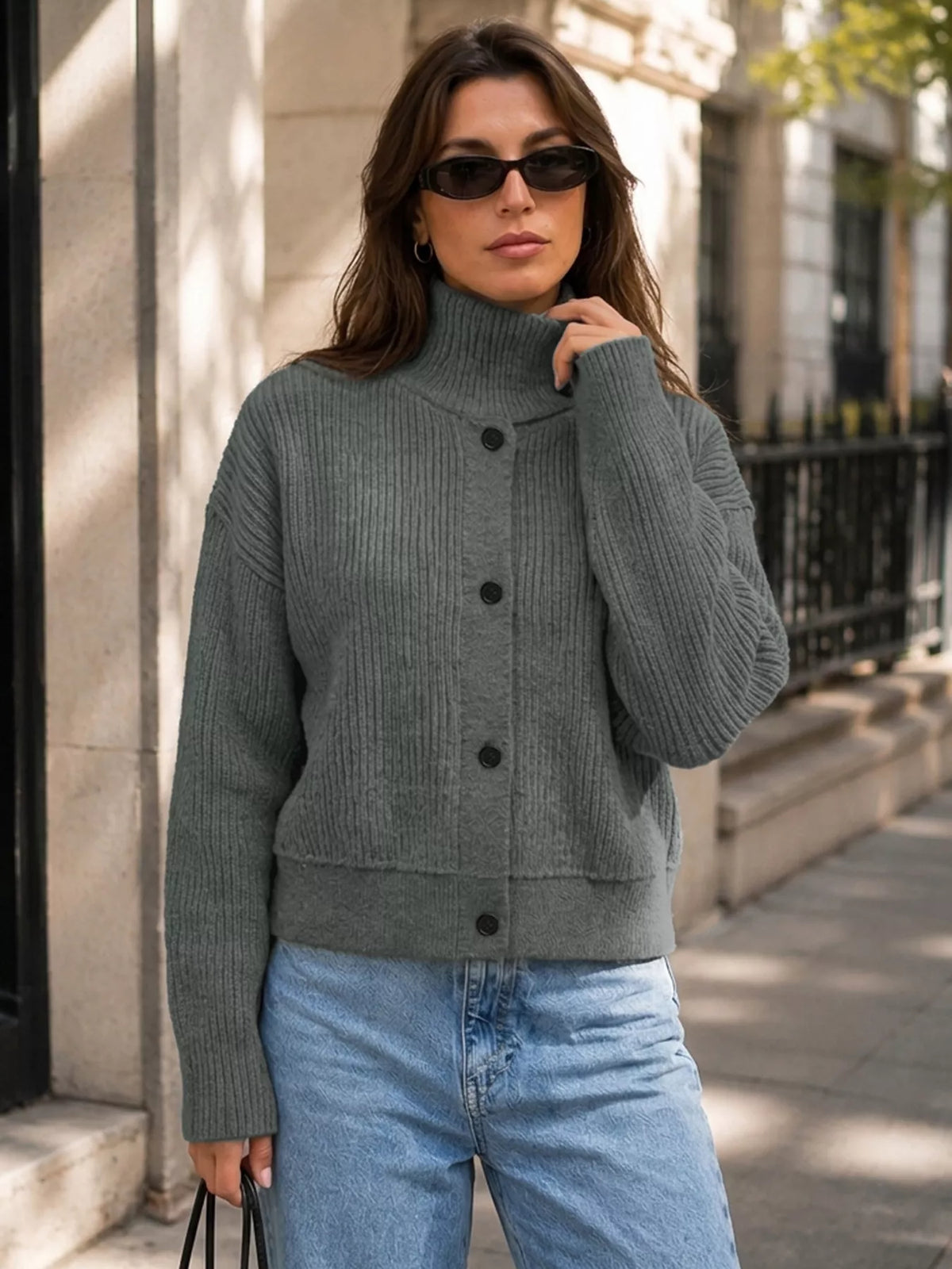 Salome cardigan med polokrage