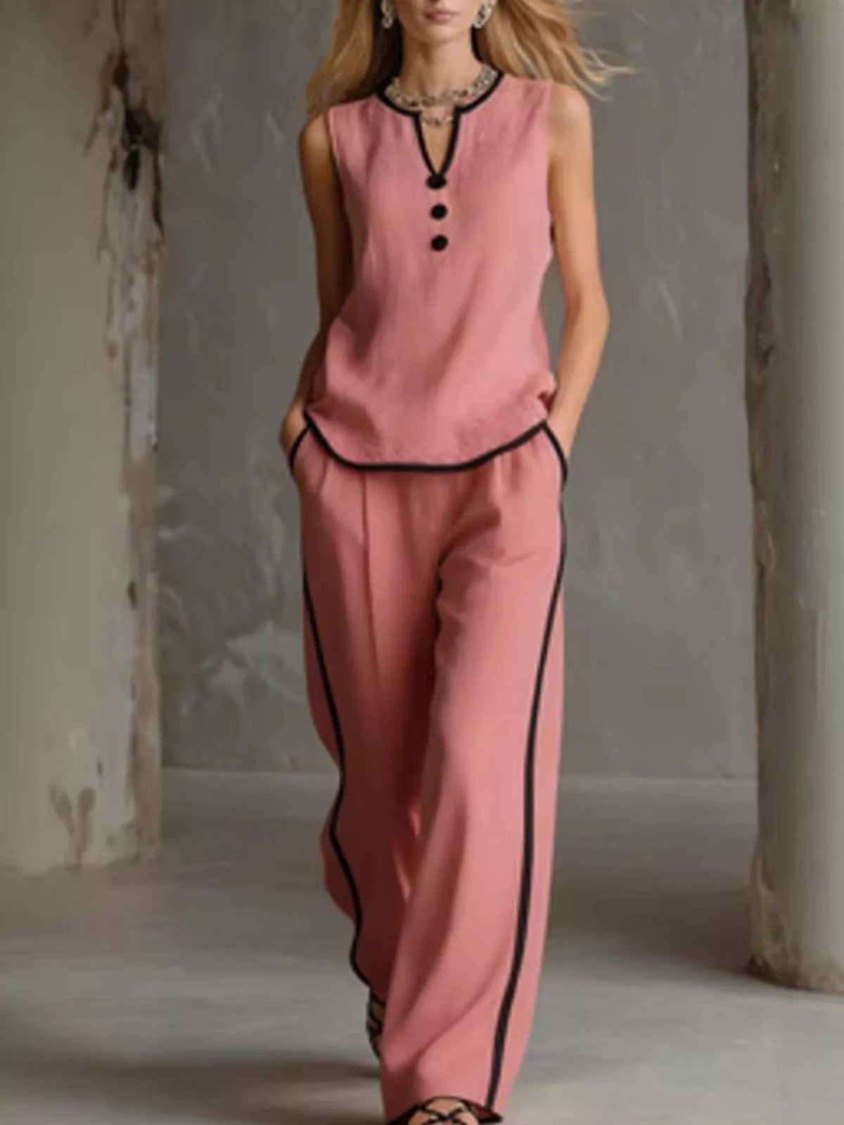 Paloma ärmlöst set, rosenröd