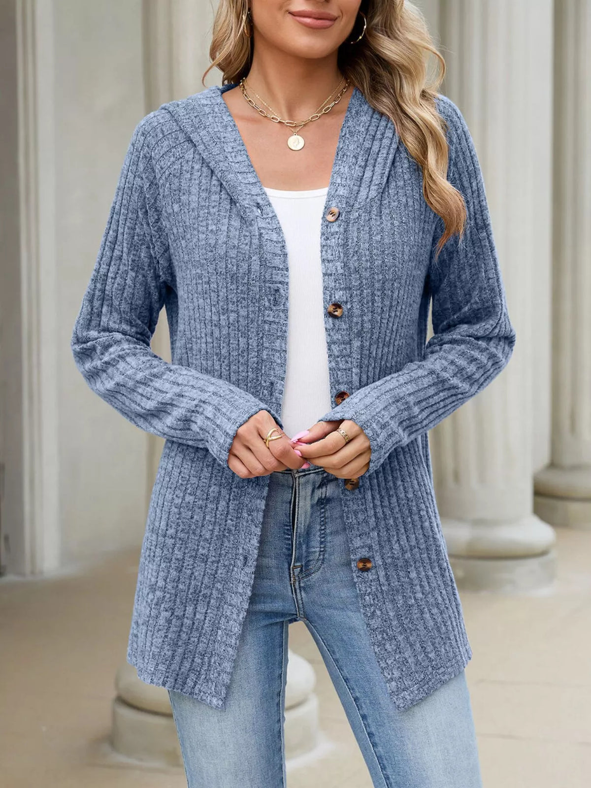 Venke ribbstickad cardigan