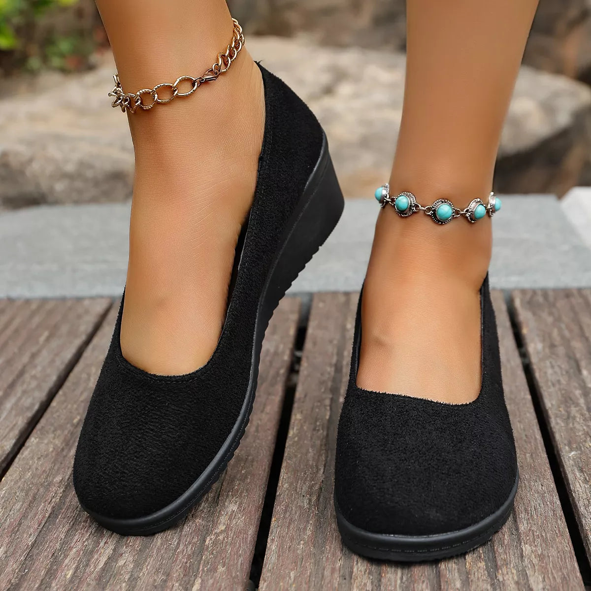Audrey loafers i läderlook, svart