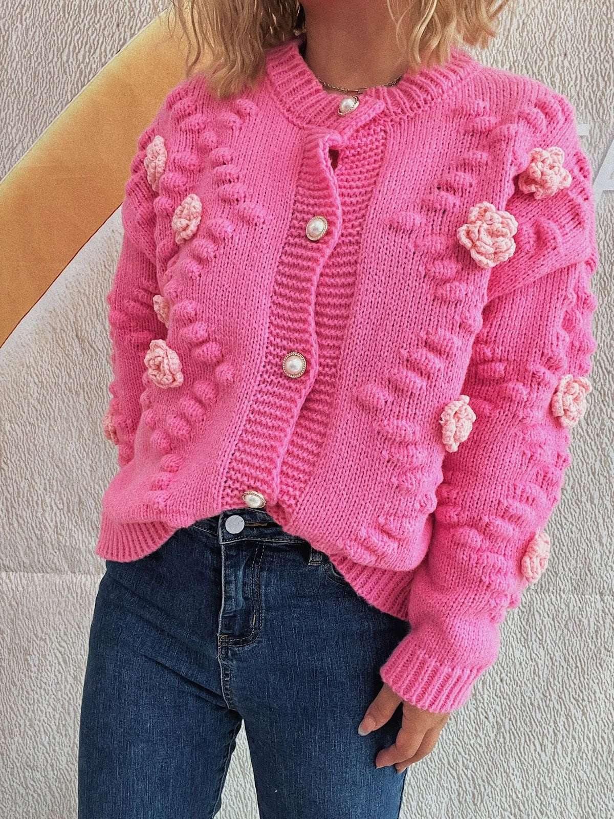 Ina cardigan med blomdetaljer