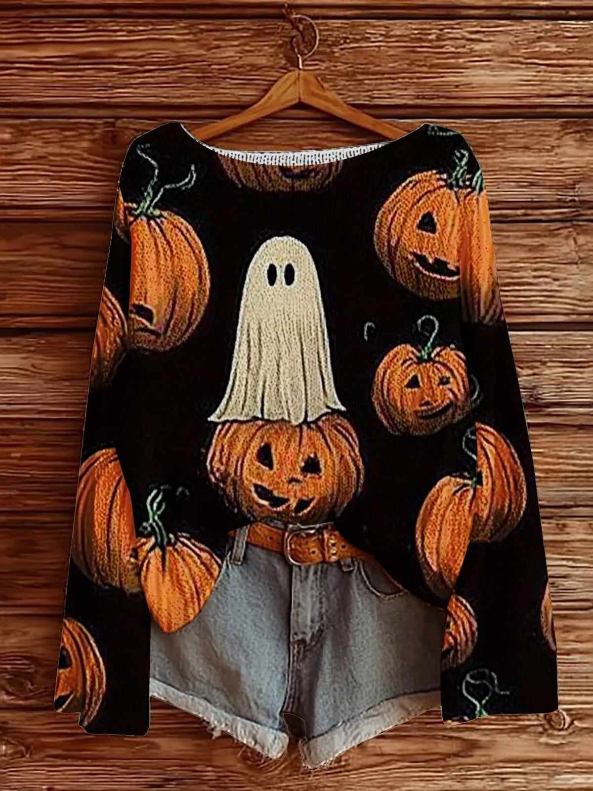 Åsne tröja med halloweenmotiv, svart