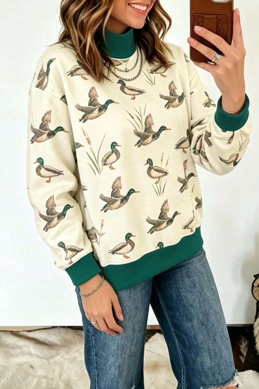 Beda sweatshirt med ankmotiv