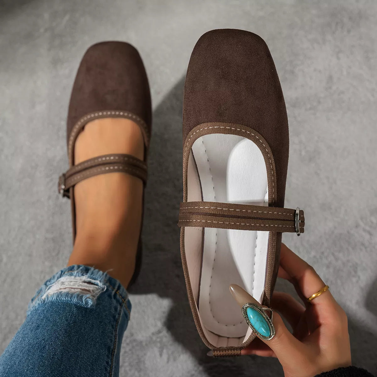 Gabi slip-ons med fyrkantig tå