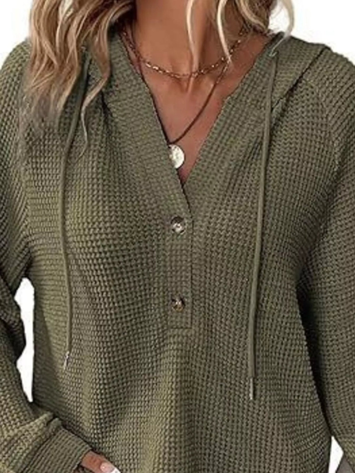 Edna våffelstickad hoodie
