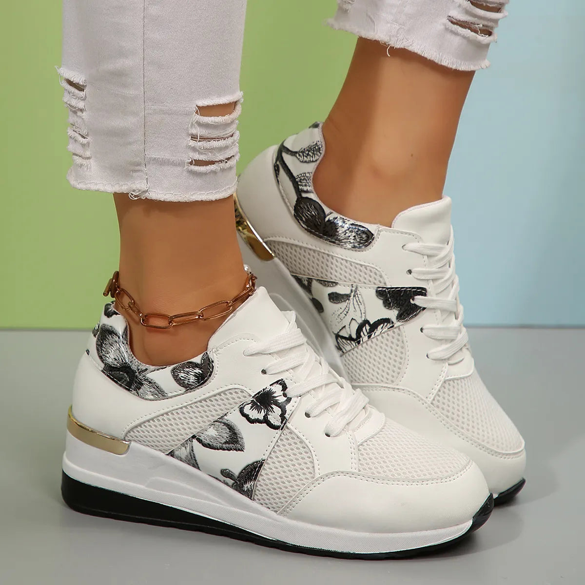 Melody sneakers med kilklack