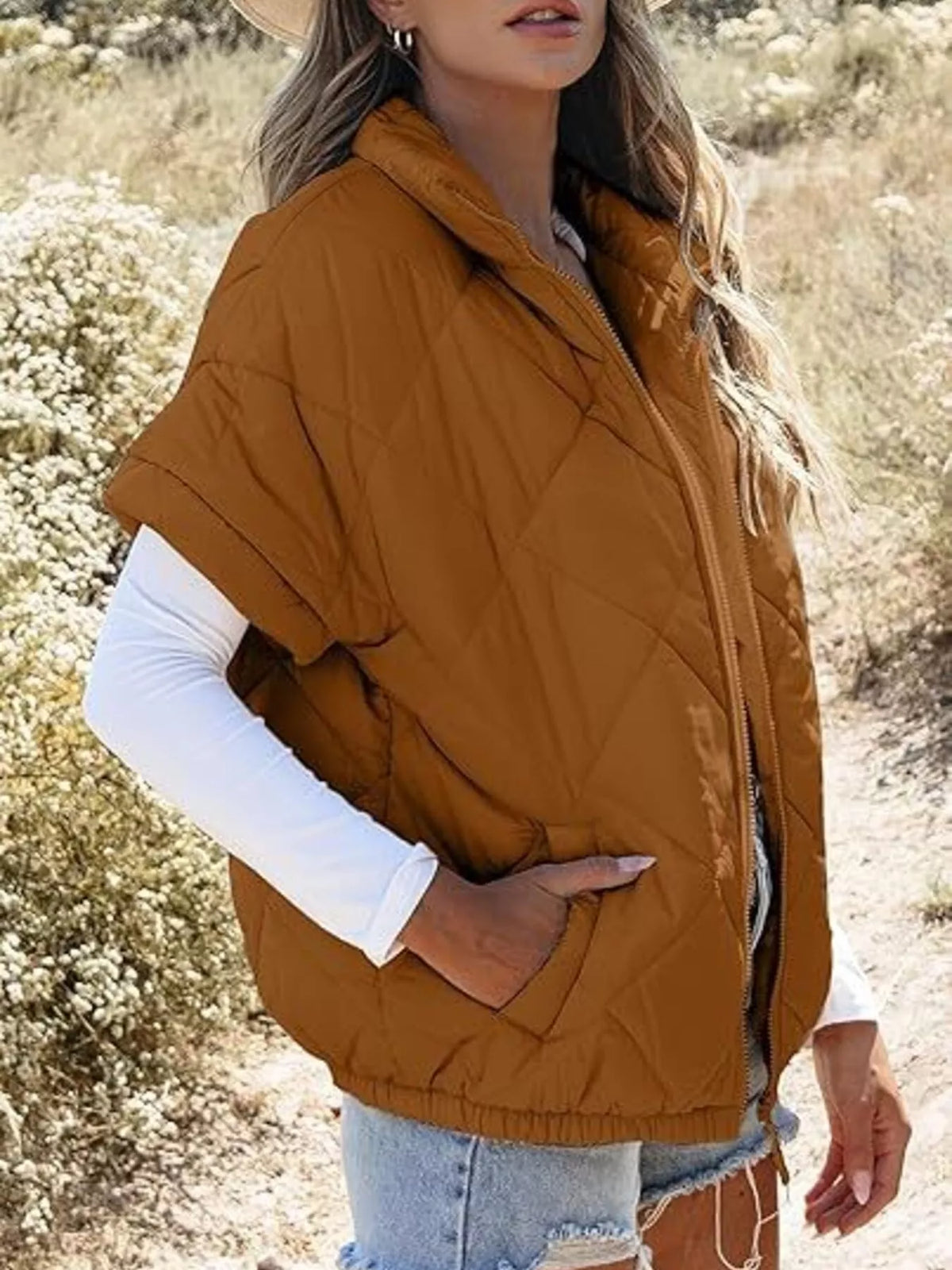 Sunniva quiltad jacka, karamell
