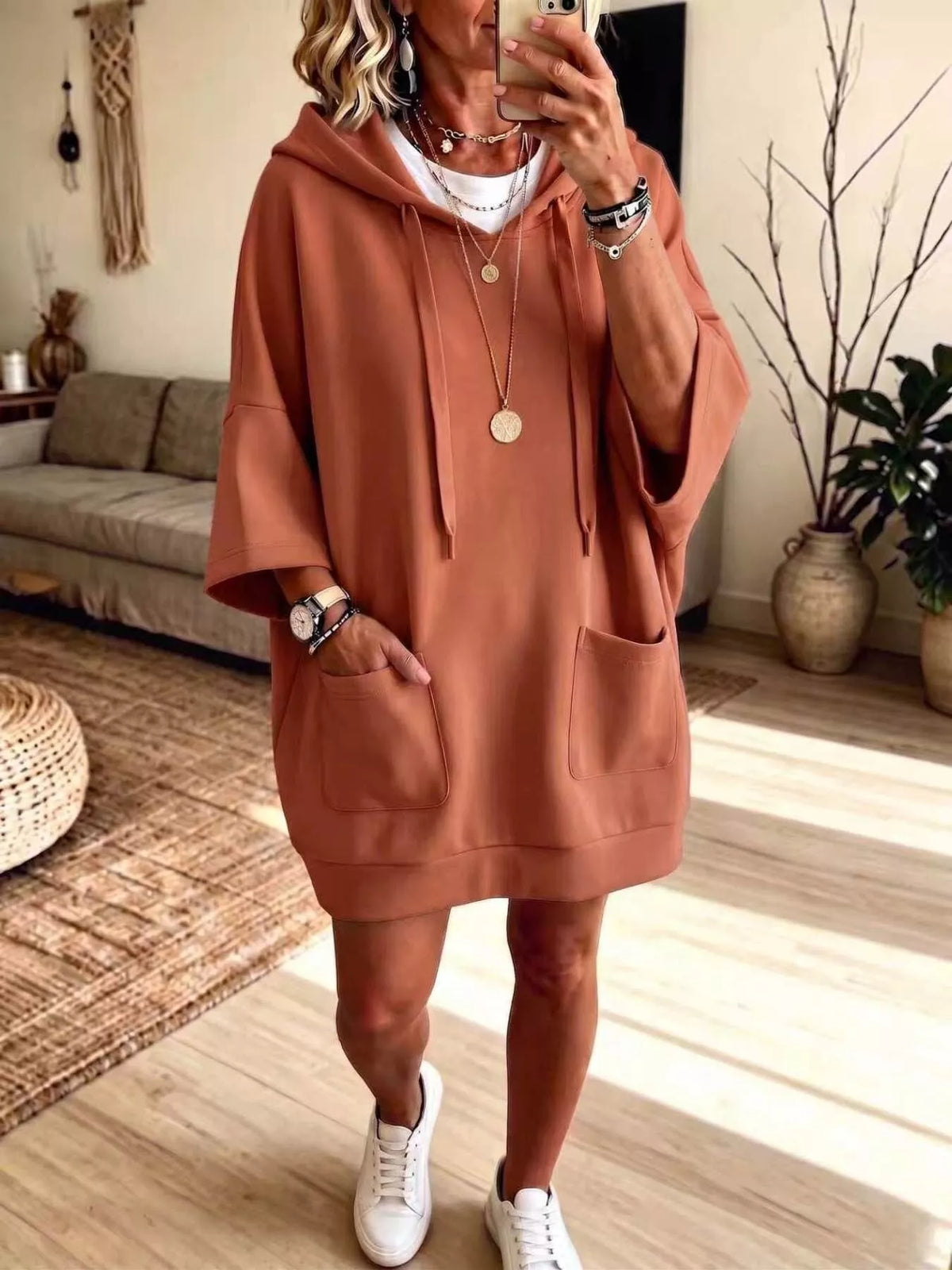 Anna oversize hoodie, terrakotta
