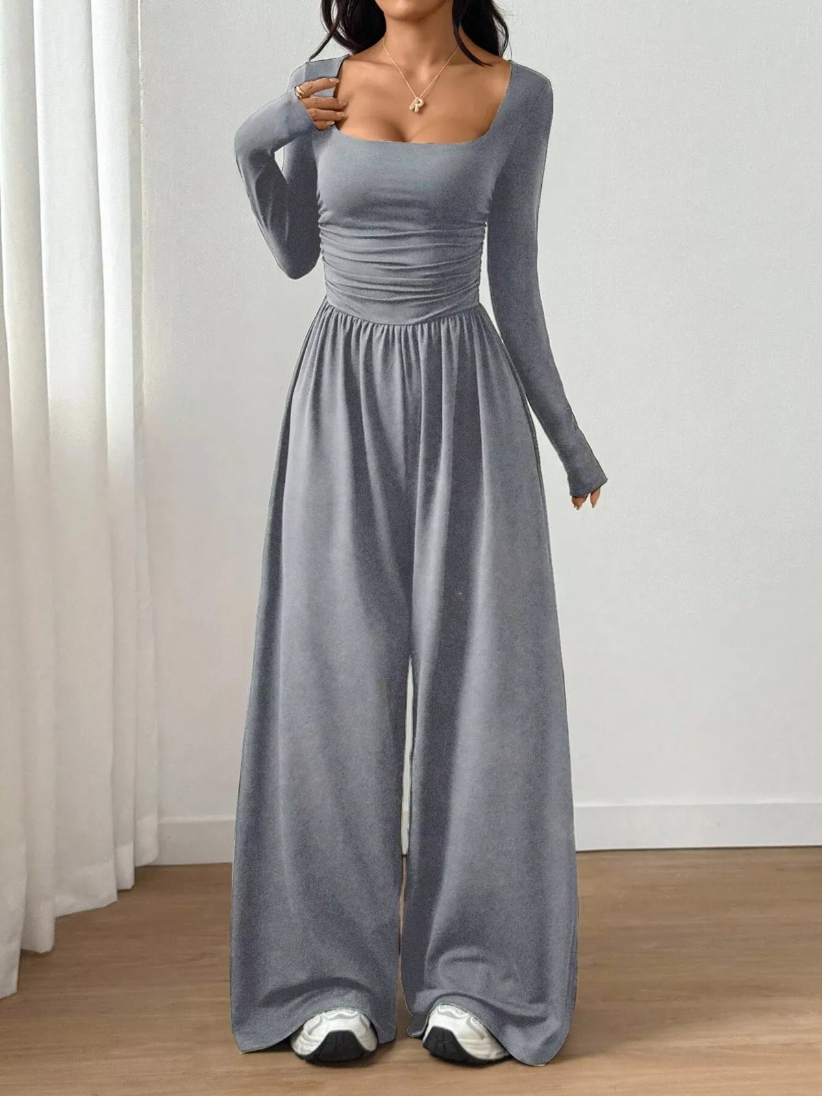 Jelena jumpsuit med fyrkantig ringning, mörkgrå