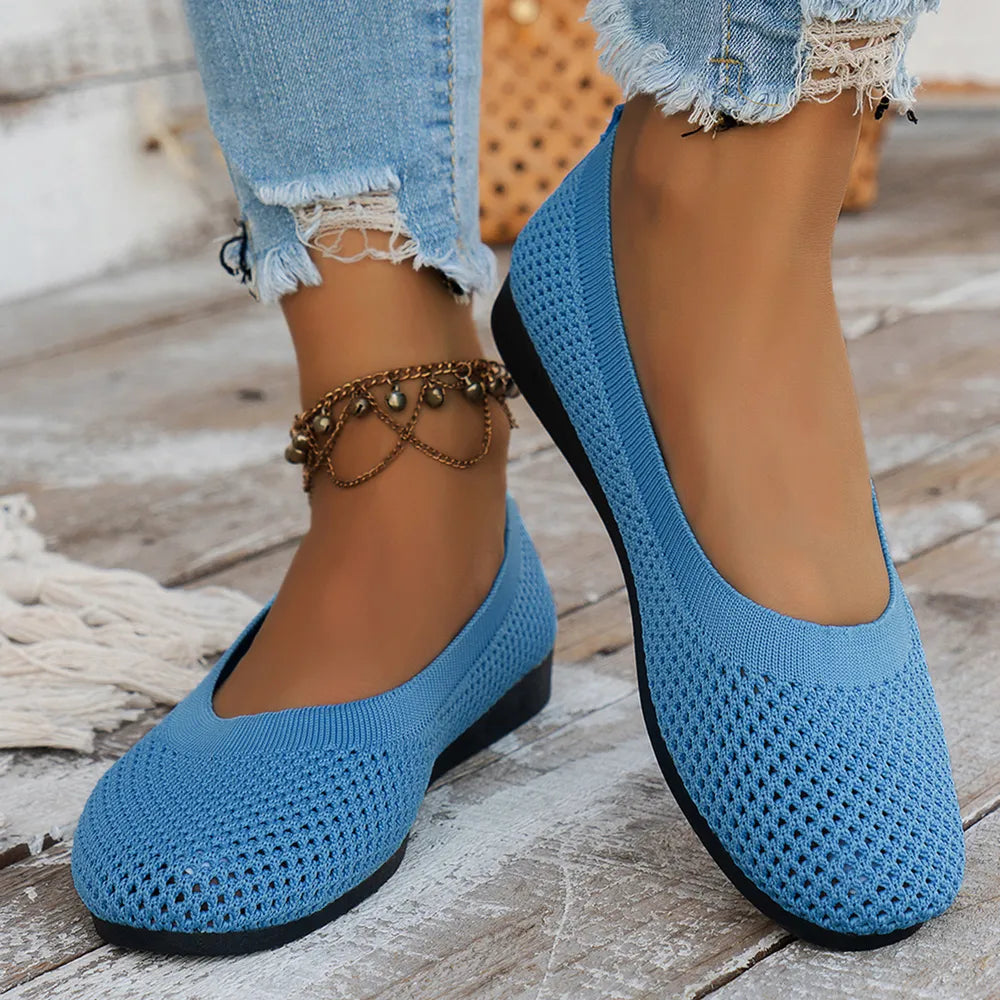 Rosina slip-ons i mesh, ljusblå