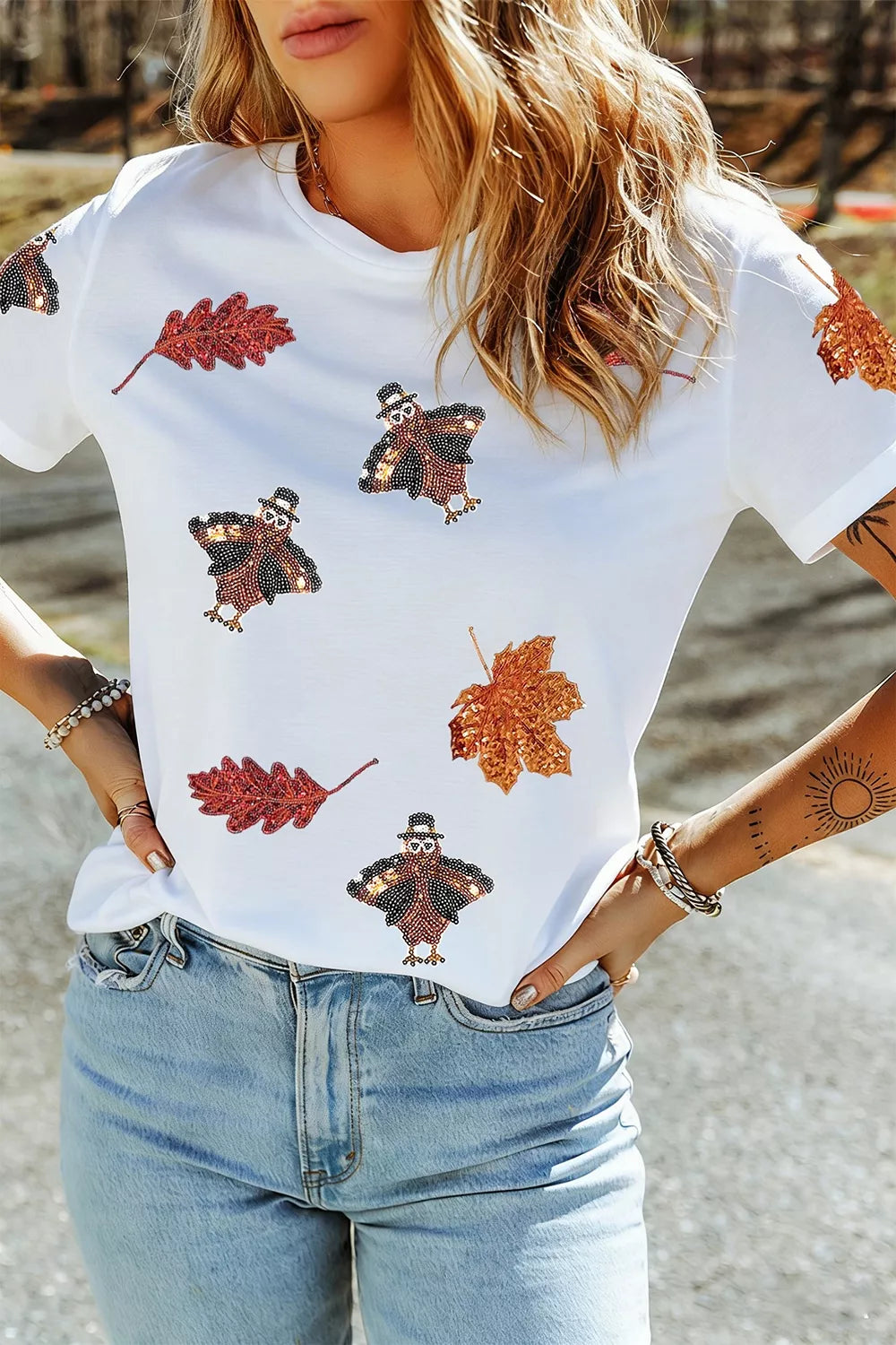 Corinne t-shirt med paljetter, vit