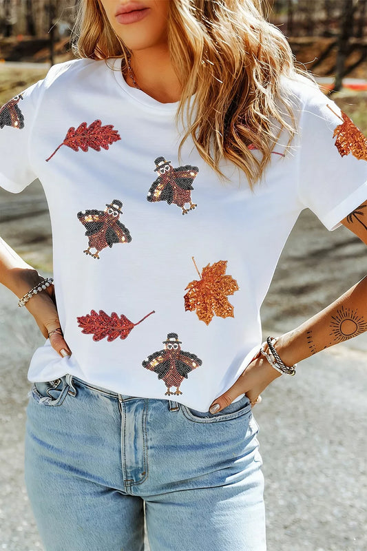 Corinne t-shirt med paljetter, vit