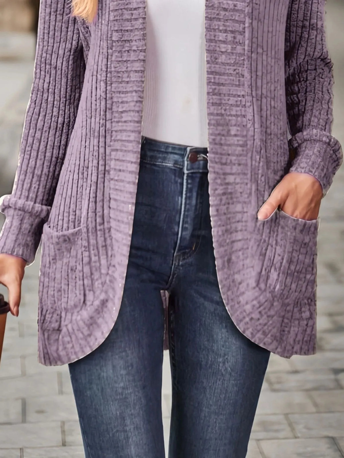 Cassie ribbstickad cardigan