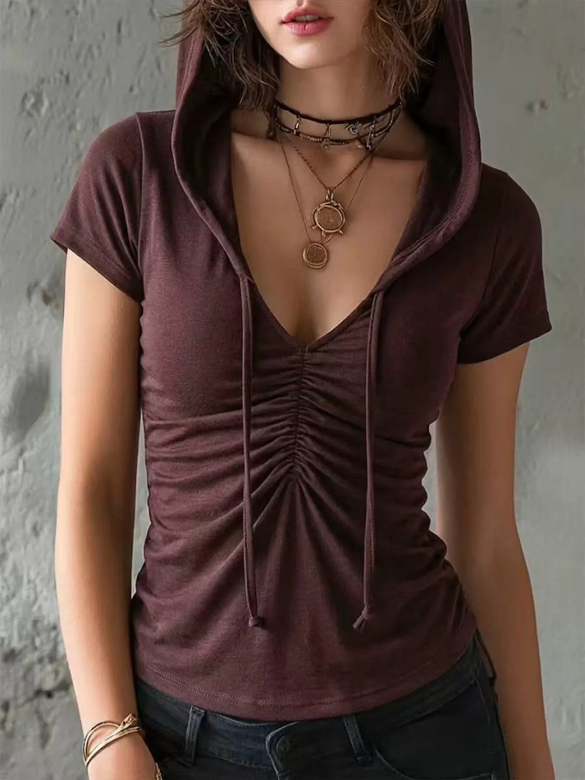 Carola smockad hoodie, brun