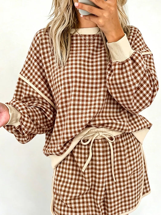 Ritva rutigt set, khaki