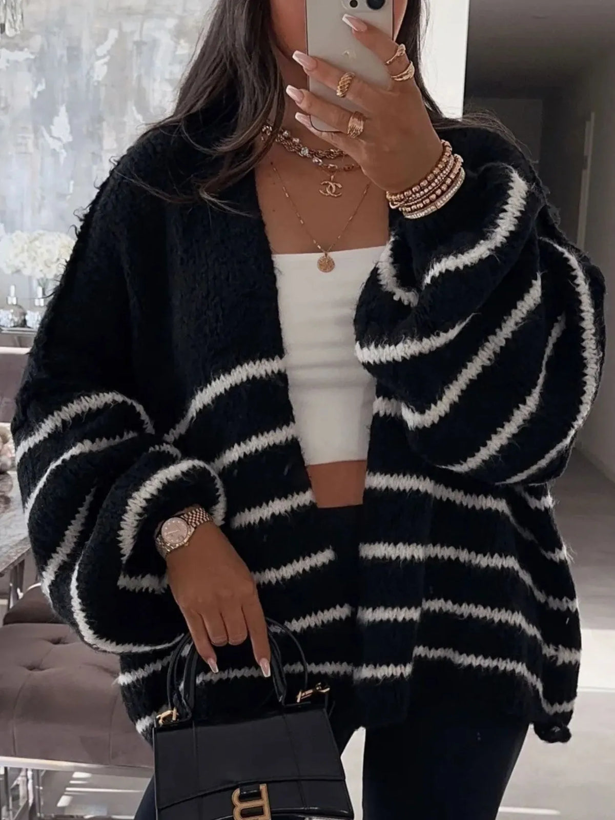 Mallory randig cardigan