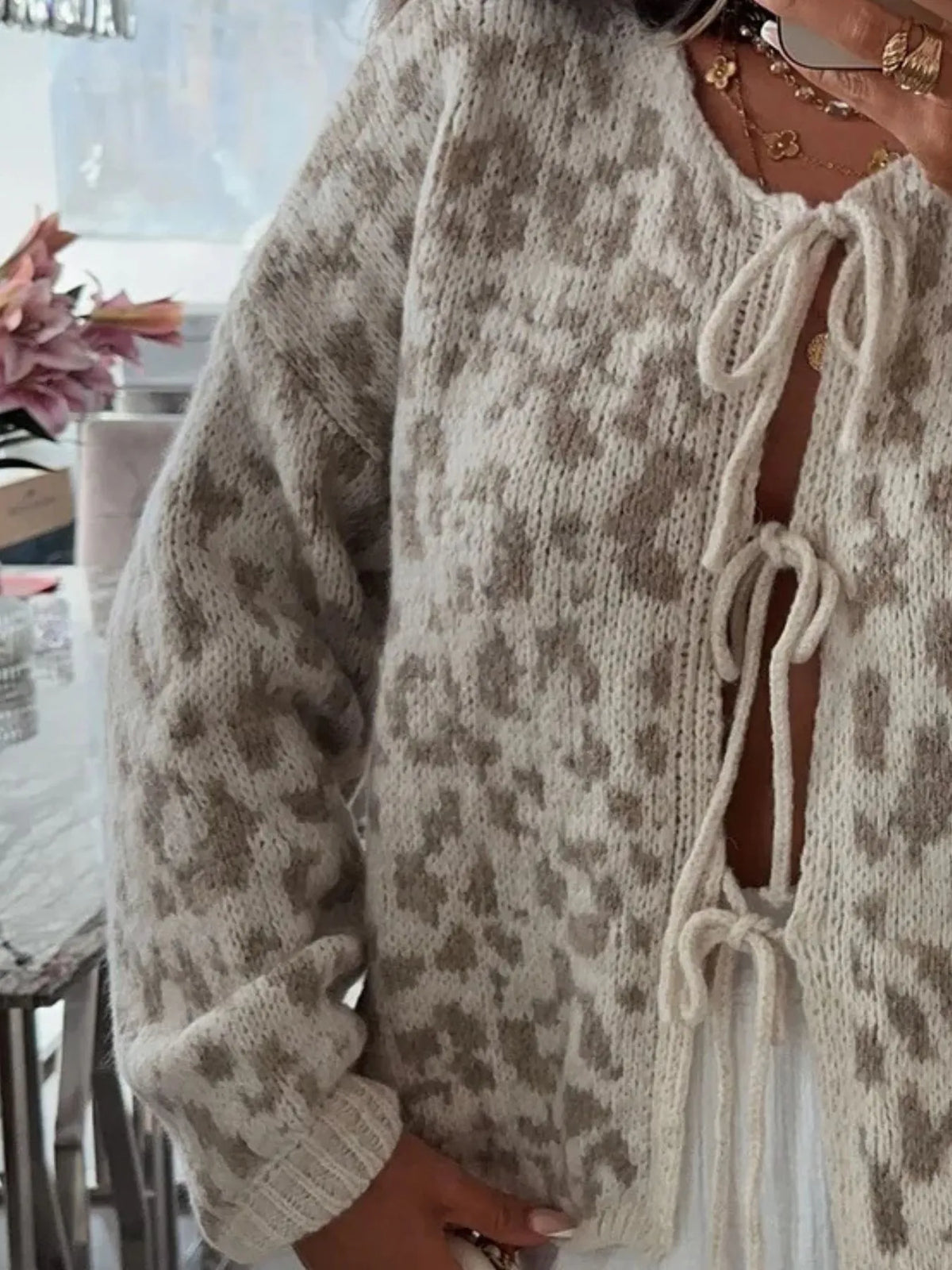 Irja leopardmönstrad cardigan