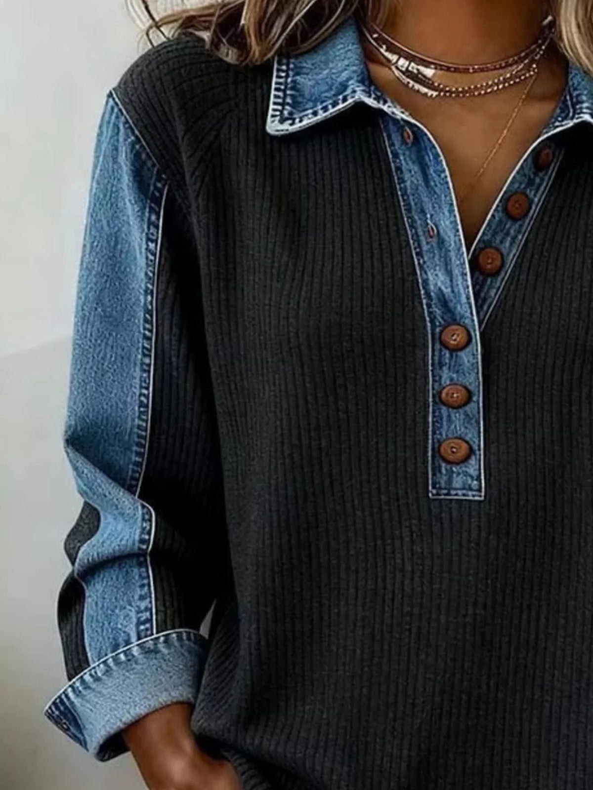 Clea sweatshirt med denimkant