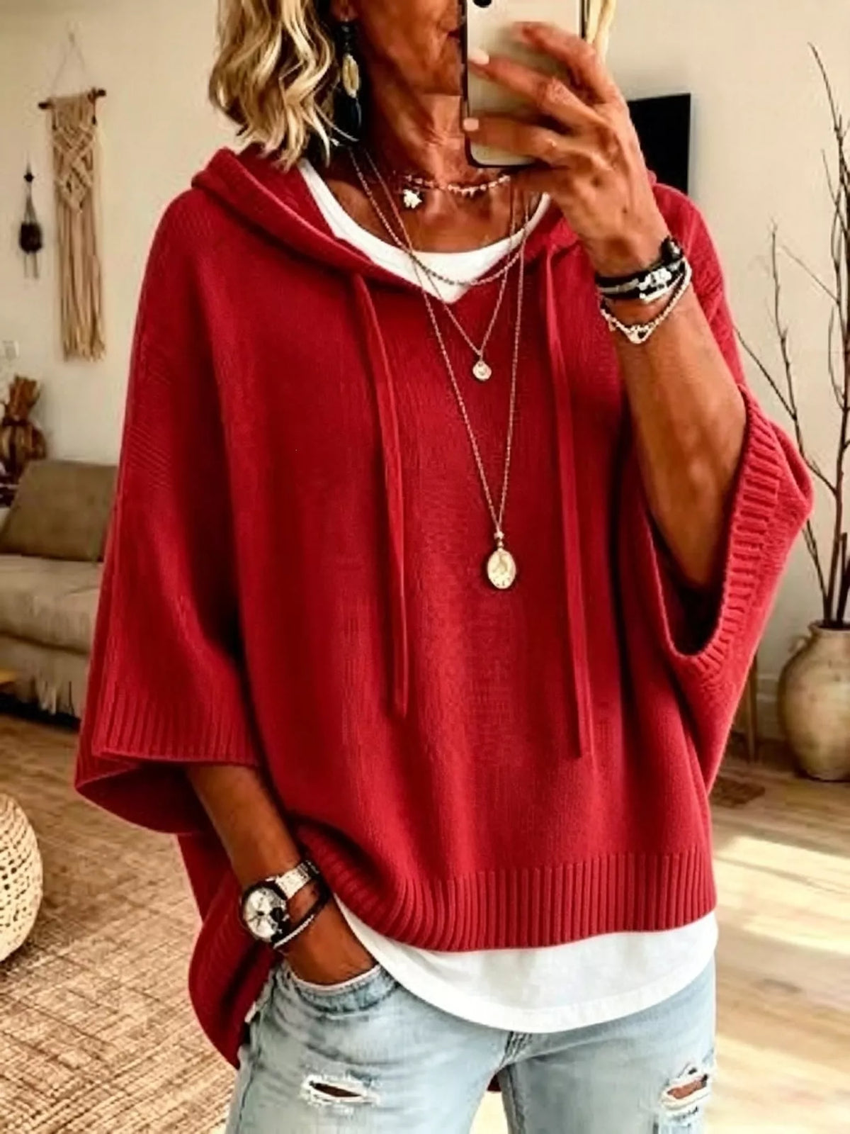 Deja hoodie med fladdermusärm