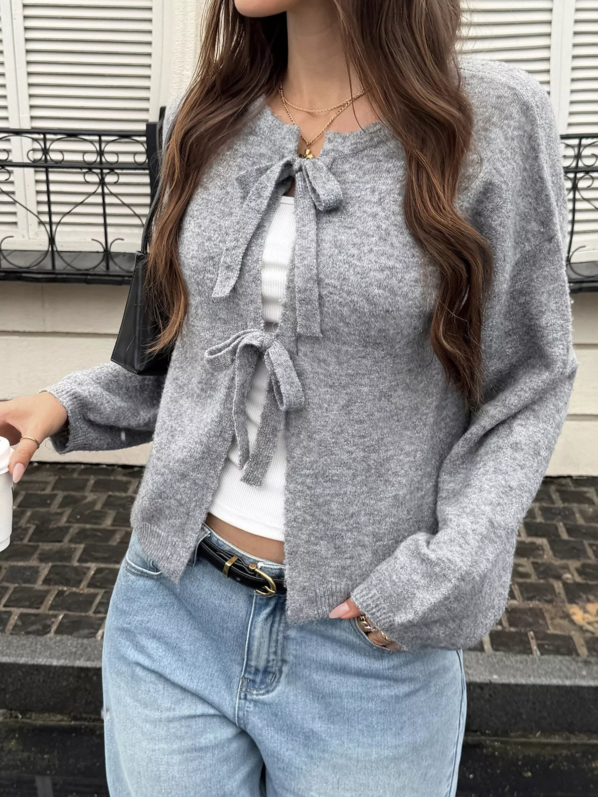 Oline cardigan med knytband