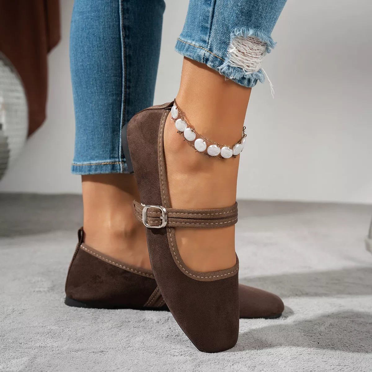 Gabi slip-ons med fyrkantig tå, brun
