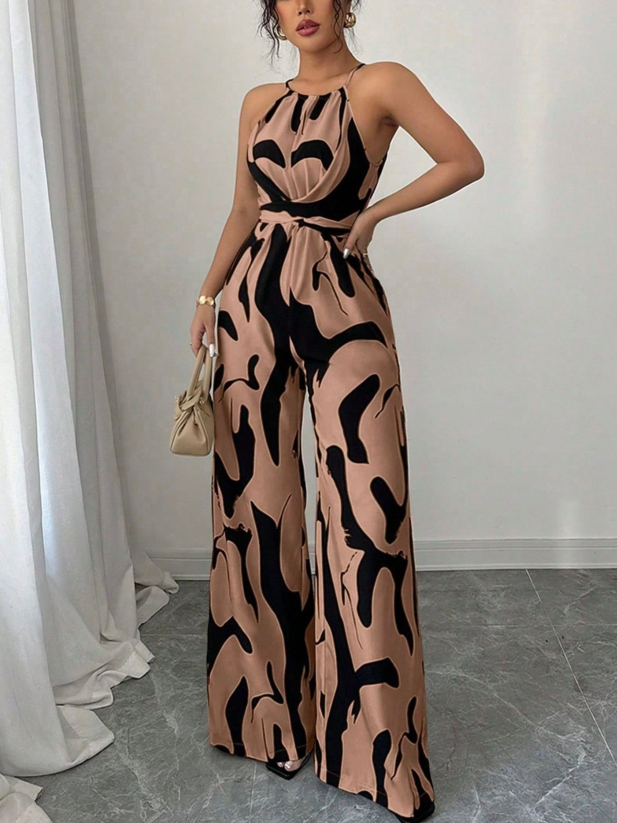 Brigitte jumpsuit med abstrakt tryck