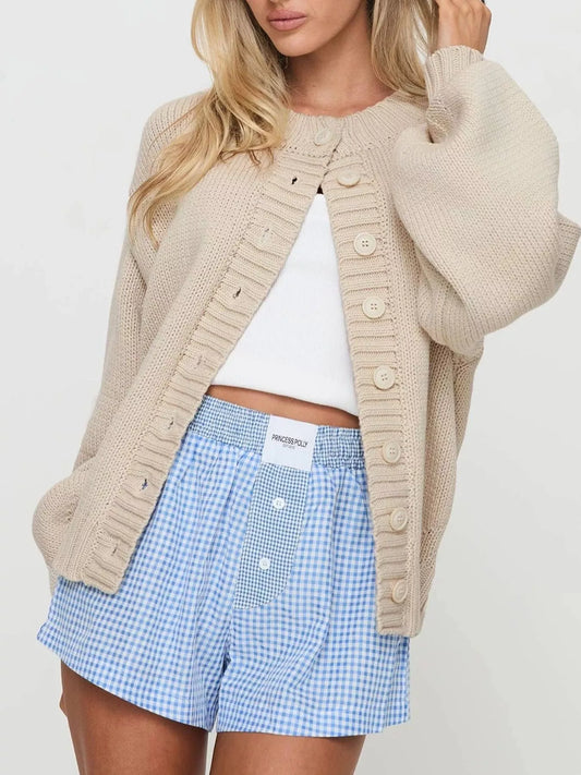Yvette grovstickad cardigan, beige