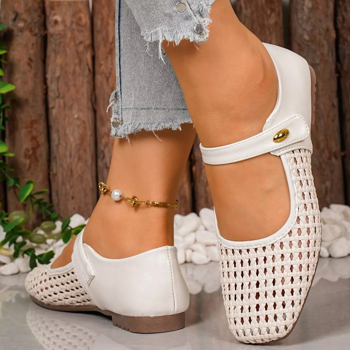 Alanna slip-ons i läderlook