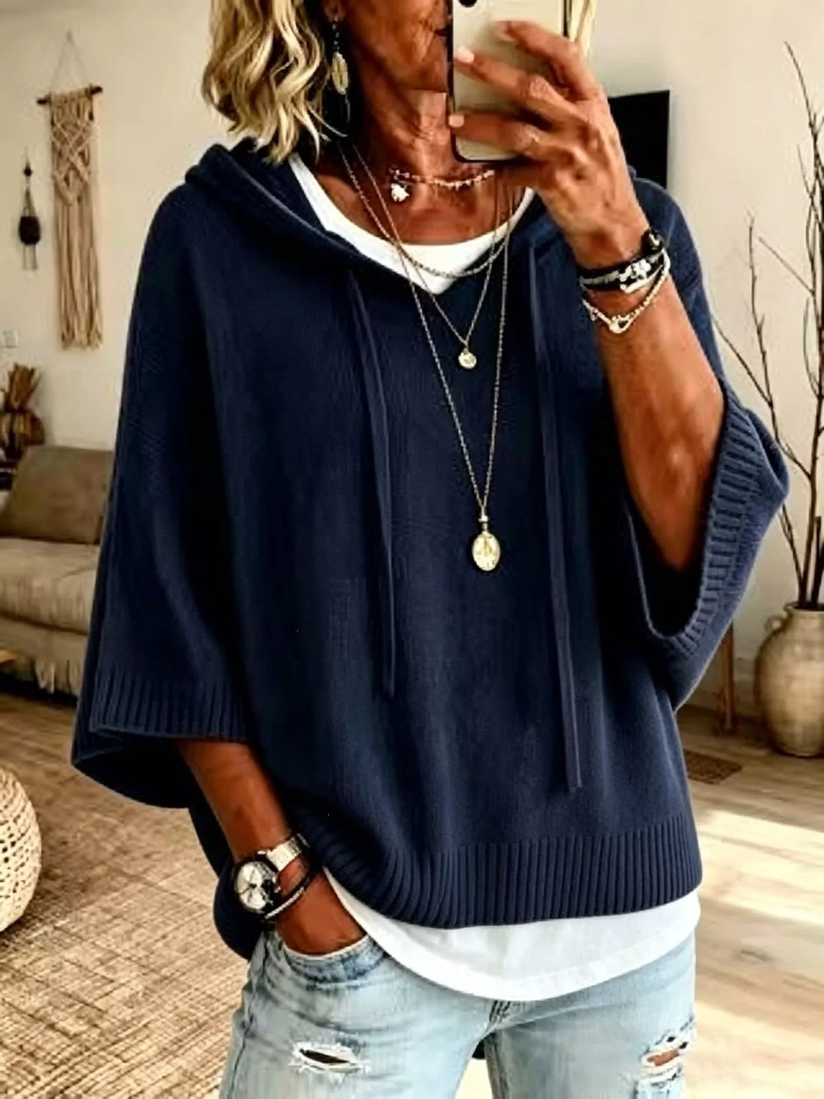 Deja hoodie med fladdermusärm