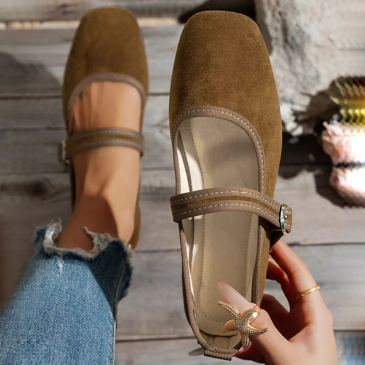 Gabi slip-ons med fyrkantig tå