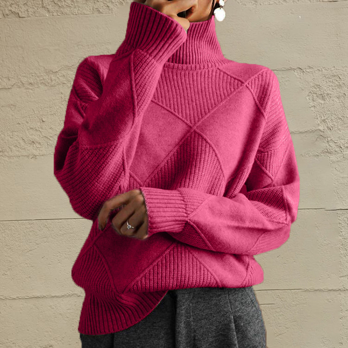 Arla geometrisk tröja, cerise