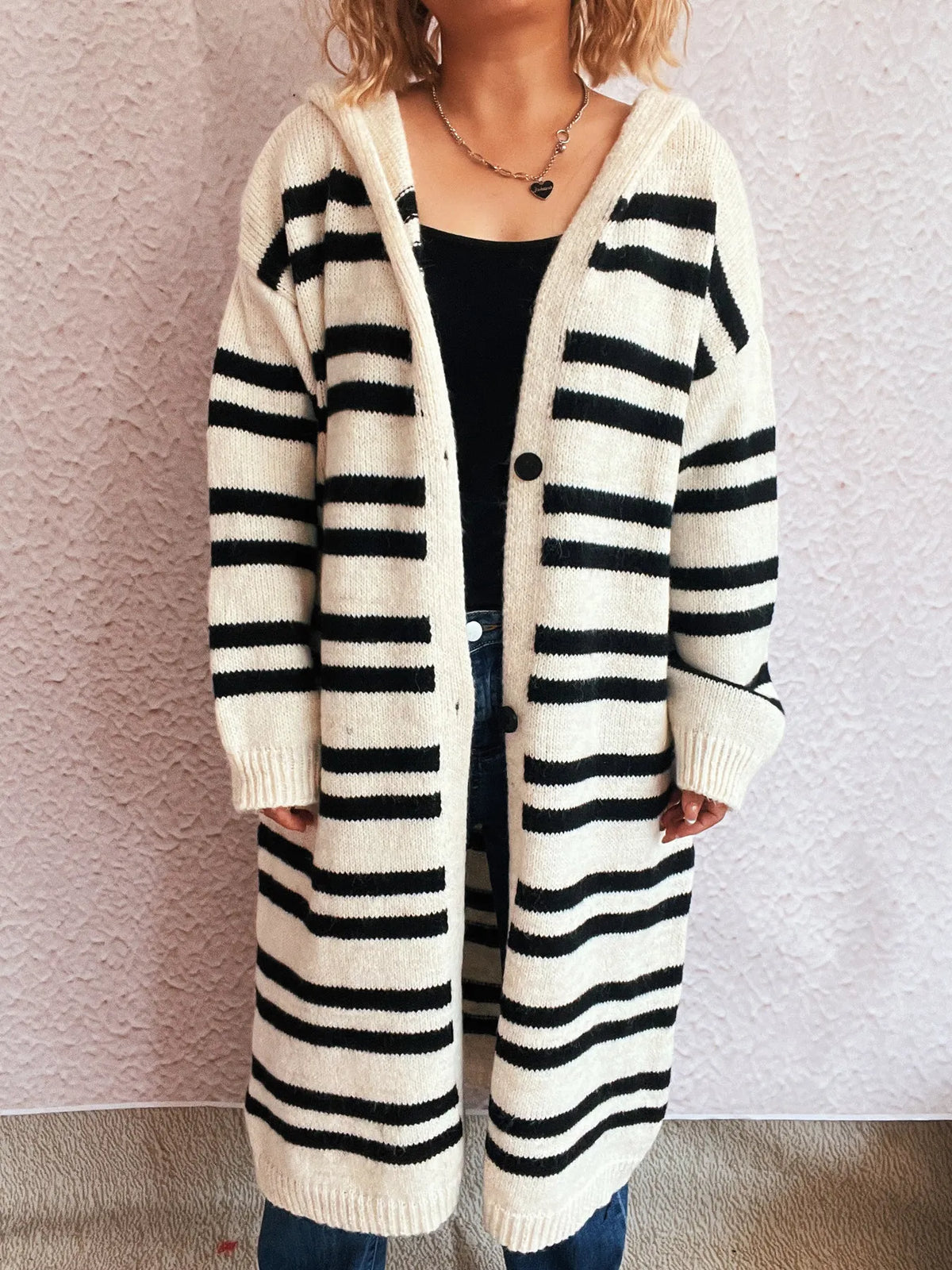 Callie randig cardigan, vit