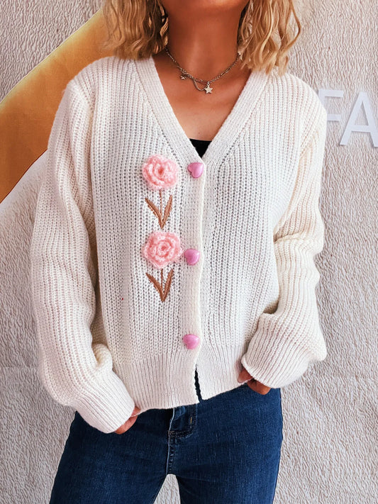 Sienna blommig cardigan, vit