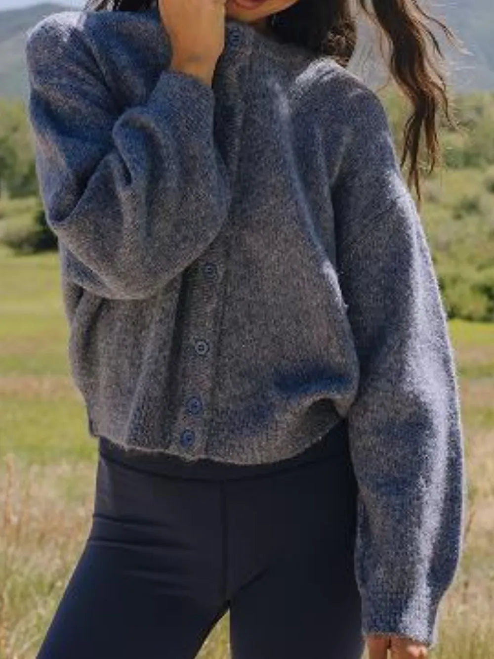 Donatella kort cardigan, mörkgrå