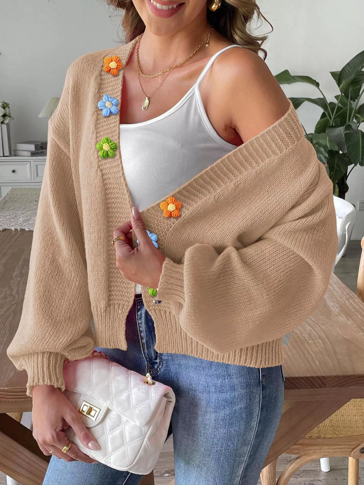 Mätta blommig cardigan