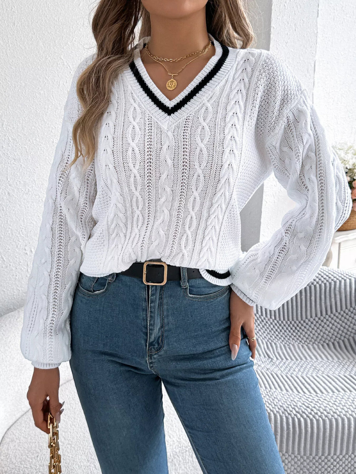 Desirée kabelstickad tröja