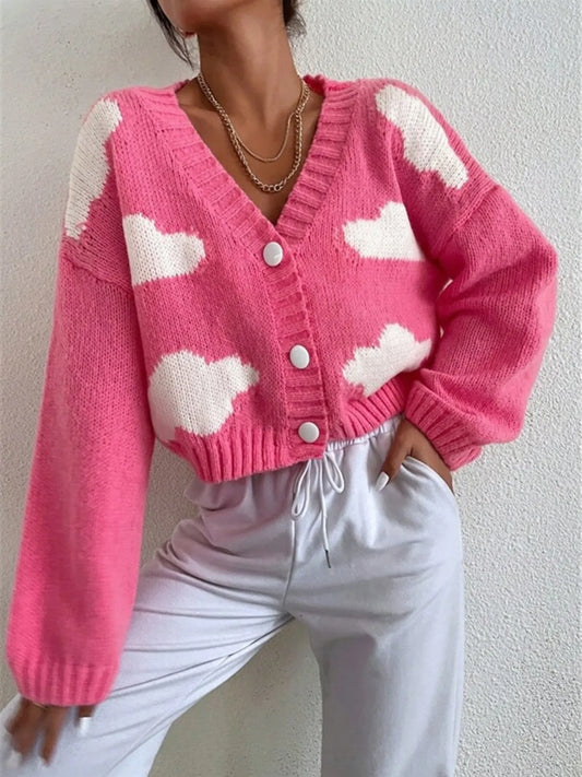 Ravenna cardigan med spets, mörkrosa