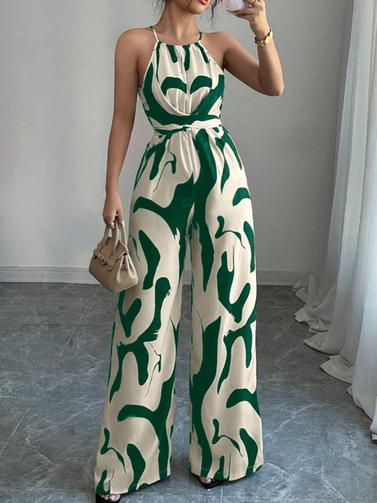 Brigitte jumpsuit med abstrakt tryck