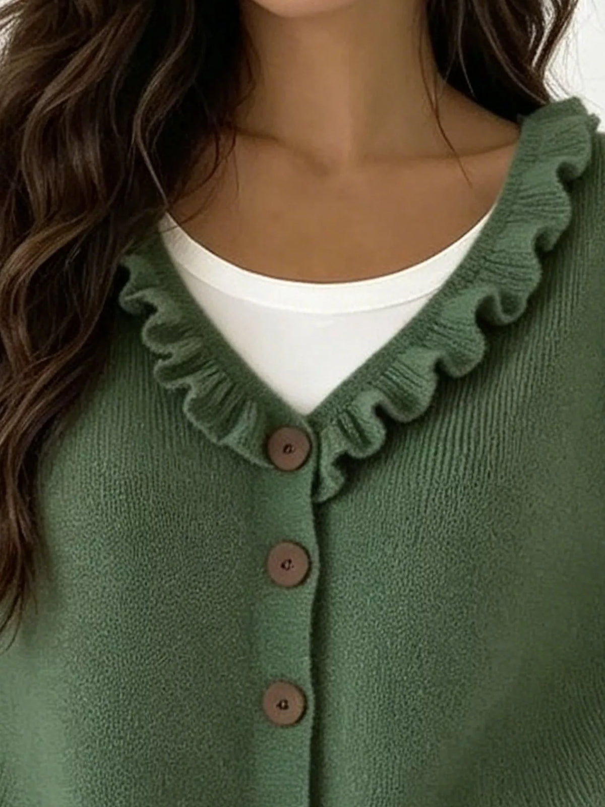 Amabel cardigan med volangkrage