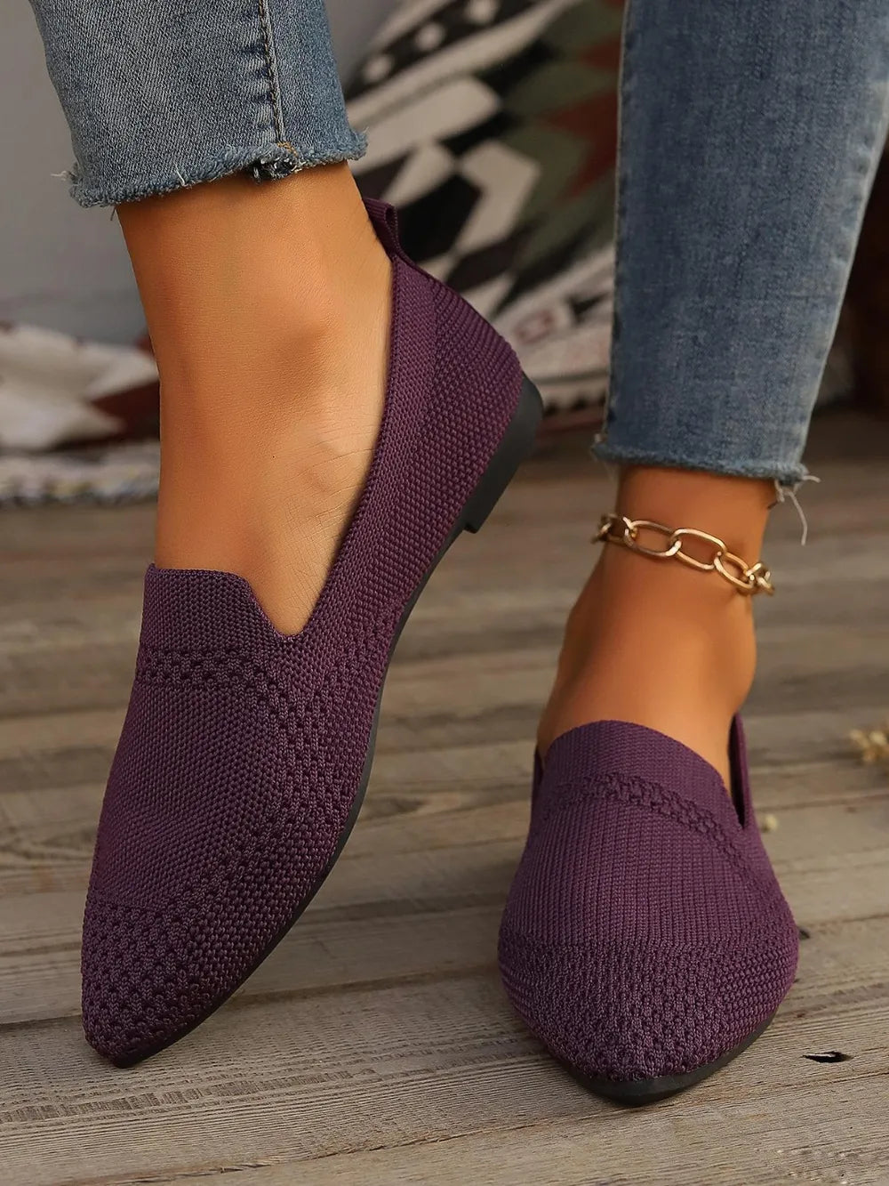 Xanthe spetsiga slip-ons, plommonlila