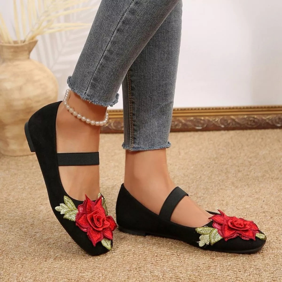 Camelia slip-ons med fyrkantig tå