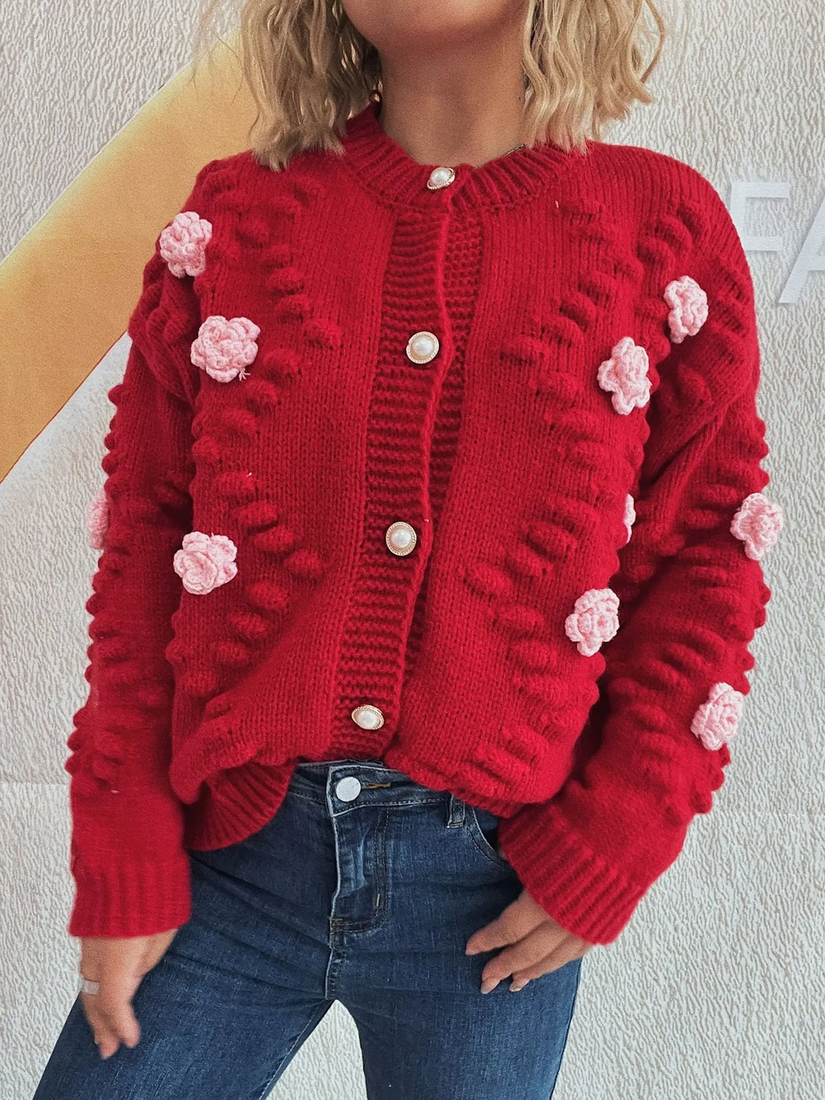 Ina cardigan med blomdetaljer
