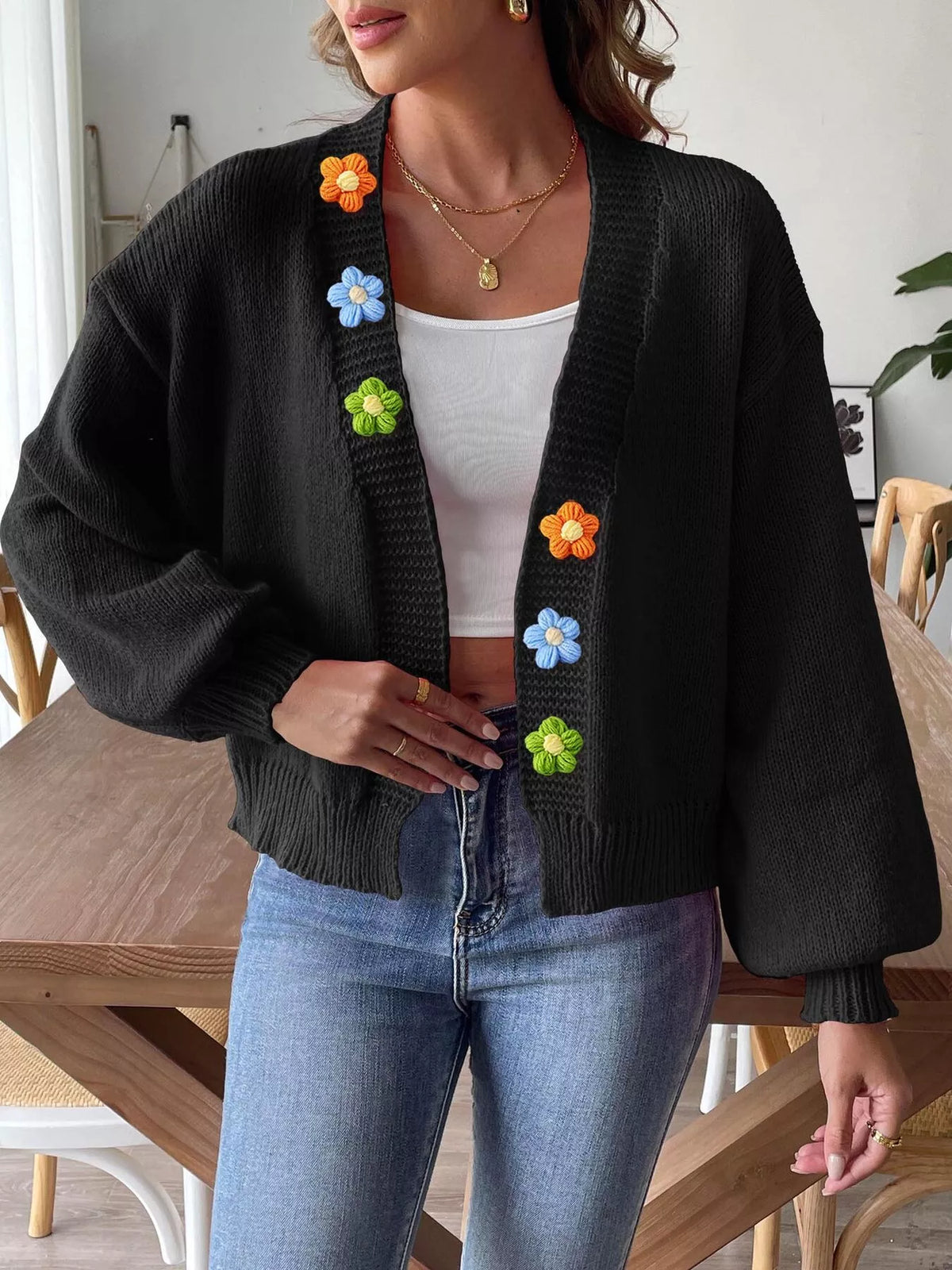 Mätta blommig cardigan