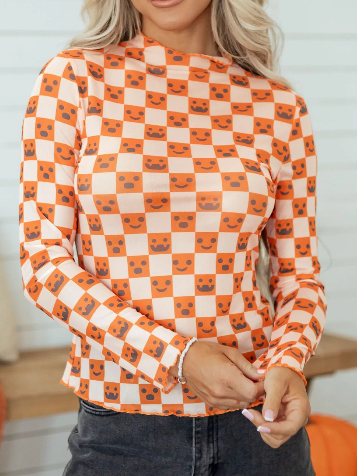 Clara blus i mesh, orange