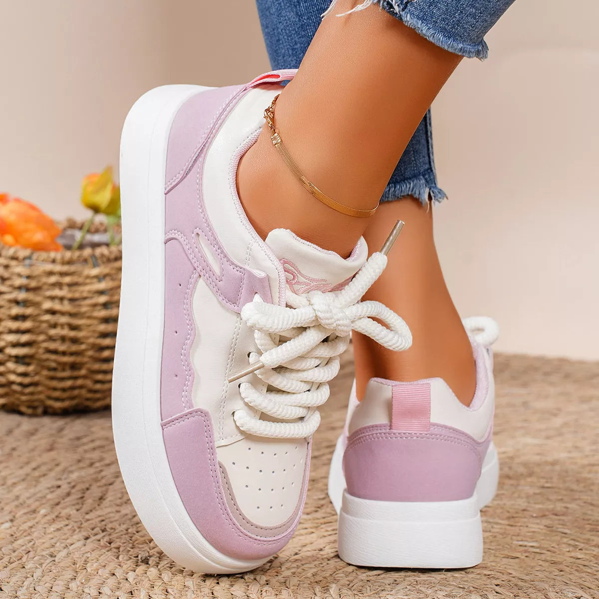 Rafaela sneakers i läderlook