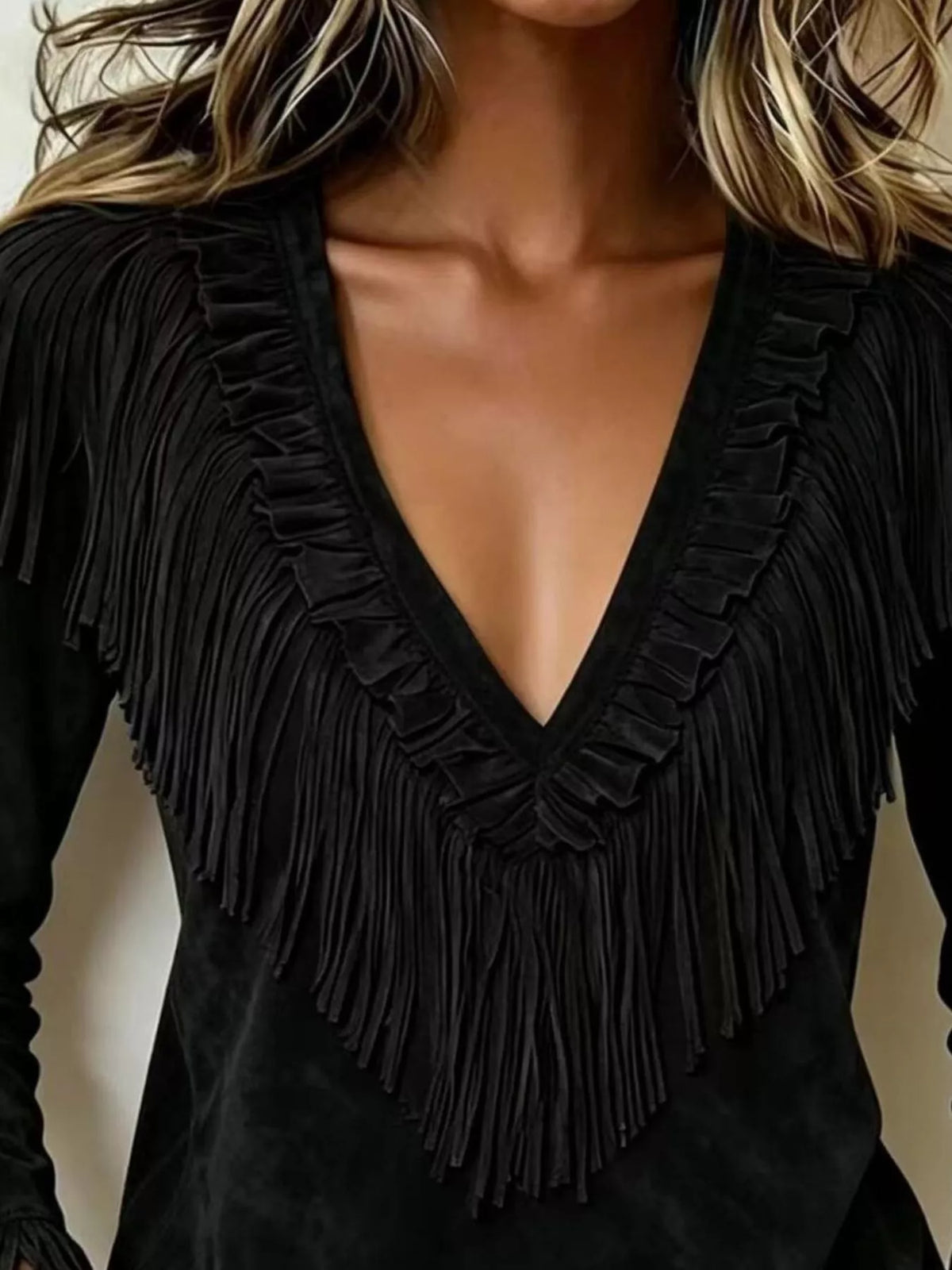 Edda blus med fransar